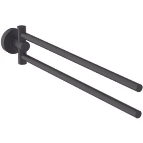 Handtuchstange in Schwarz mit zwei parallelen Stangen, montiert an einer runden Wandhalterung. Ideal Standard.